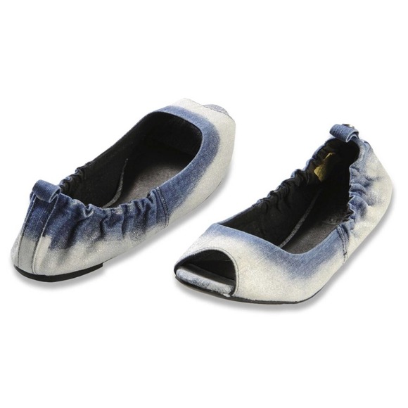 Diesel Tippy Peep Open Toe Ballet Ballerina Flat Shoe Indigo/Silver 5 NIB $110 - Picture 5 of 5